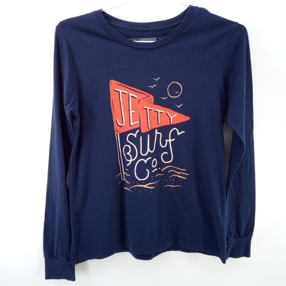⭐3/$30 Jetty Surf Co 100% Ringspun Cotton YL Boys 2018 Collection Blue Graphic T